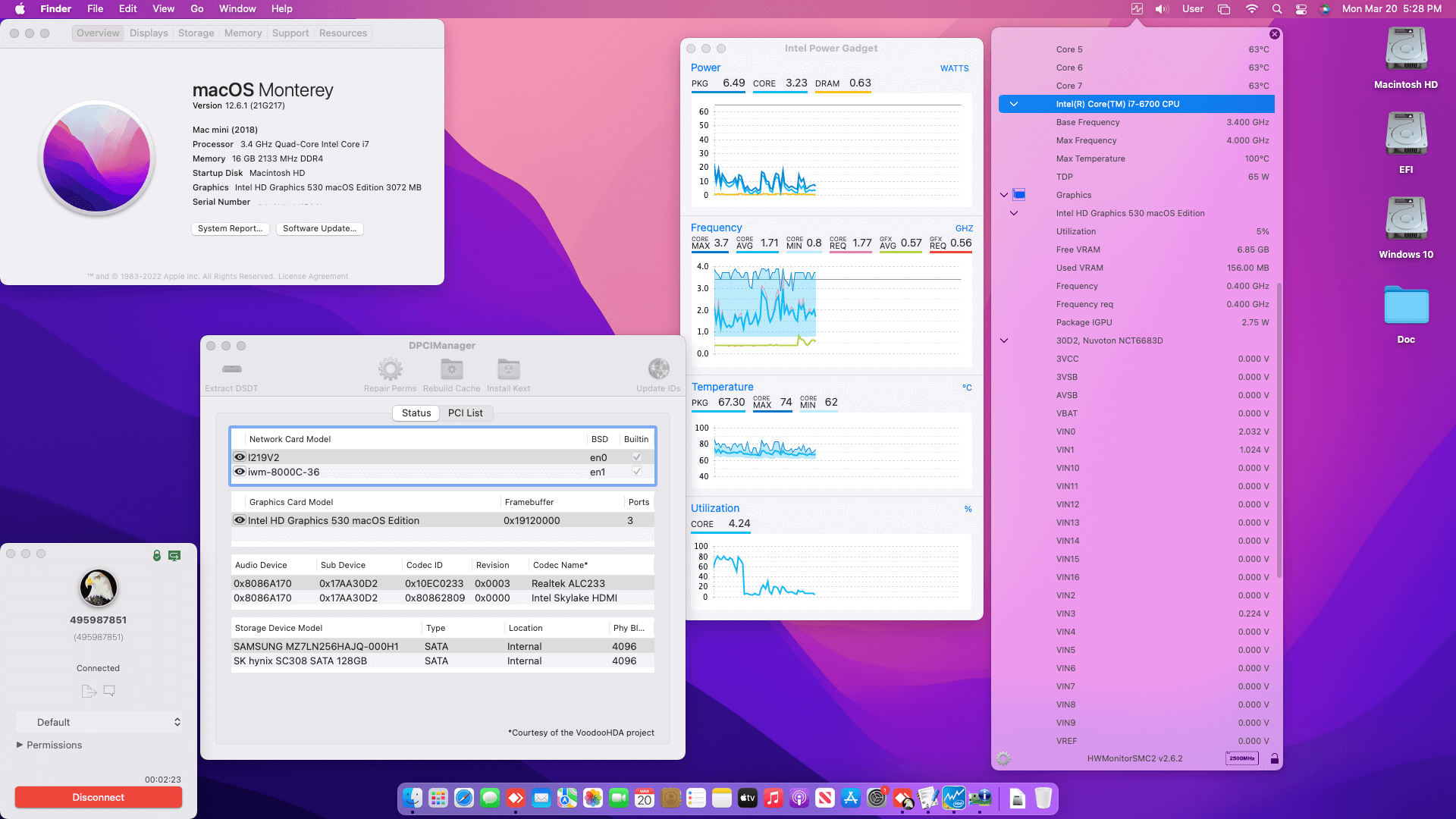 Success Hackintosh macOS Monterey 12.6.1 Build 21G217 in Lenovo ThinkCentre M700 Tiny